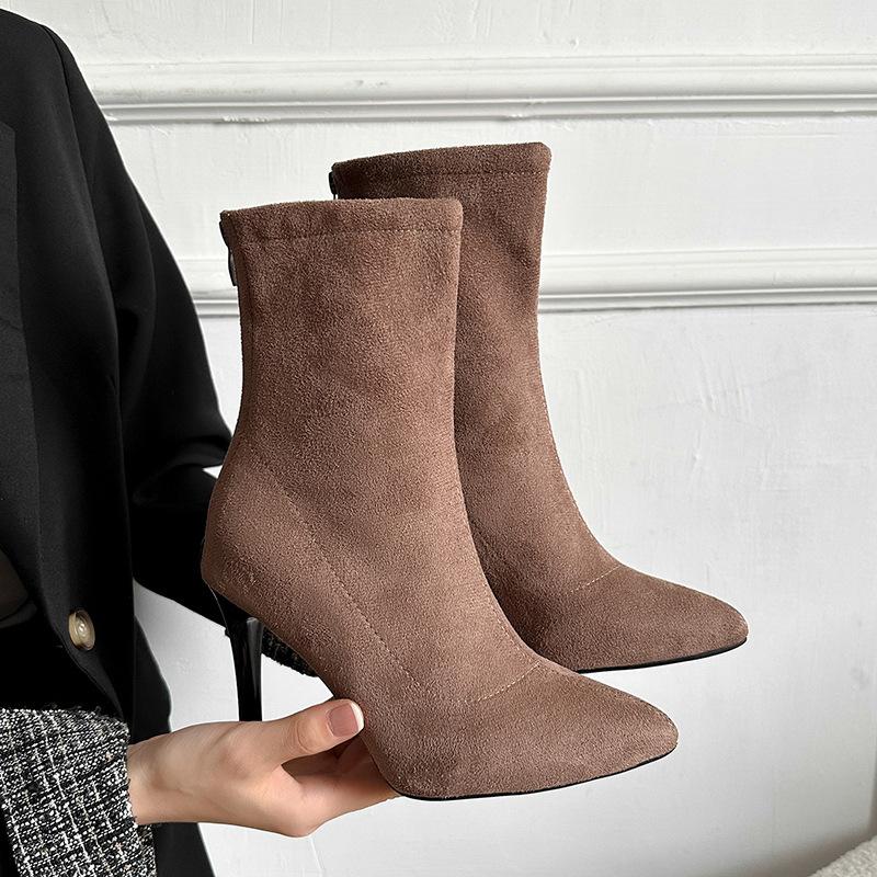 

Korean version of Martin boots women s new high-heeled boots women s stiletto tube pointed Internet celebrity boots autumn and winter zipper Martin 41 хакі