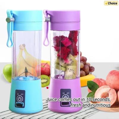 Mini liquidificador portátil para shakes e vitaminas, recarregável via USB, 380ml, copo espremedor de frutas para viagem, liquidificador de frutas manual, copo para suco