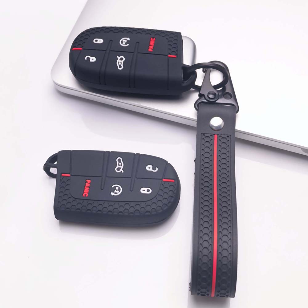 Key Fob Cover for Jeep cherokee charger challenger durango grand 300 pacifica with Keychain Anti-Scratch Guard Shockproof Protection