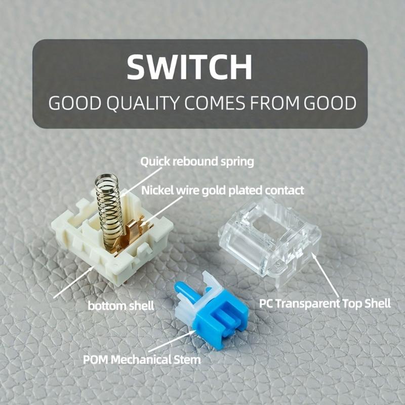 Metal Plastic Composite Linear Switches For Mechanical Keyboards With Hot Swap Function Black Red Brown Blue Option