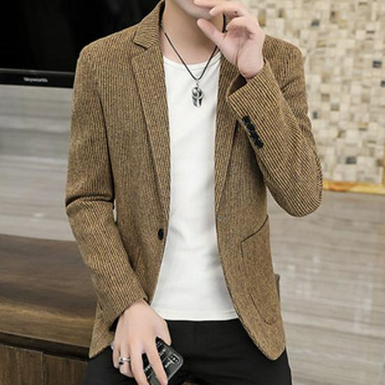 Pánský třídílný oblek střihu slim fit v korejském stylu na svatby a business casual