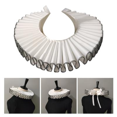 Vintage volánový falošný golierový golier s čiernym okrajom viktoriánskeho štýlu kostýmový náhrdelník doplnok pre ženy a mužov