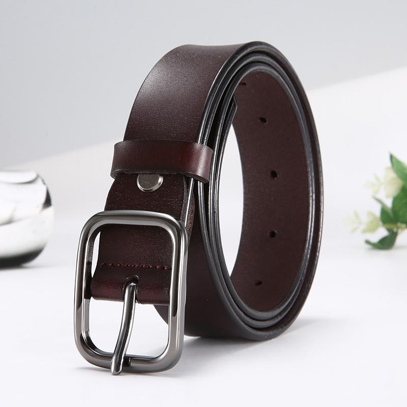 Classic Genuine Leather Womens Belt With Zinc Alloy Square Buckle For Casual Office Wear