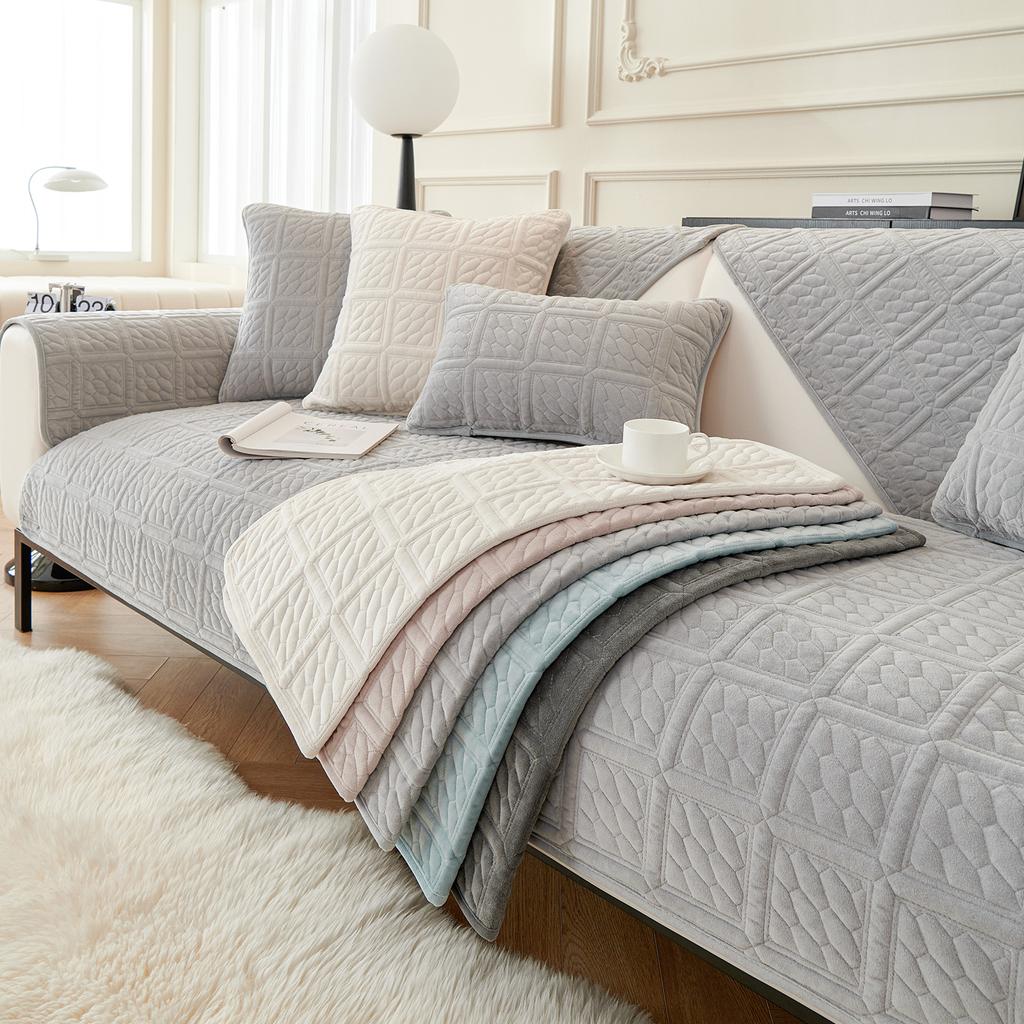 Milk Velvet Sofa Cushion Shaggy Back Arm Cushion Towel Sofa Cover