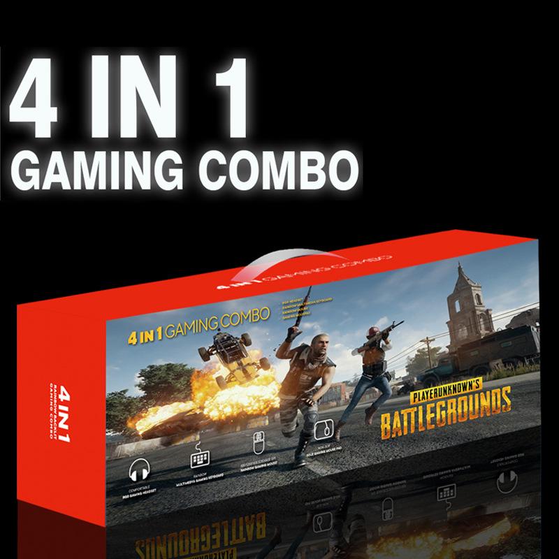 4-in-1 Wired Luminous Gaming Set: Keyboard, Mouse, Headset, Mouse Pad.