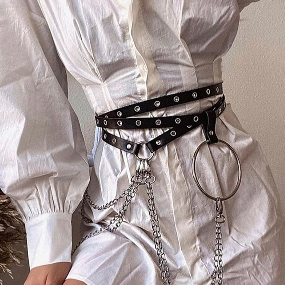 Multi-layer Women Waist Belt Extended Dress Waist Chain Harajuku PU Leather Belt  Dress Accessories
