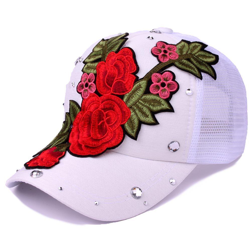 Cappello a Rete Traspirante Ricamato da Donna con Intarsi di Diamanti Affascinante Cappello Estivo alla Moda e Versatile Cappello da Sole Cappello da Sole Casual