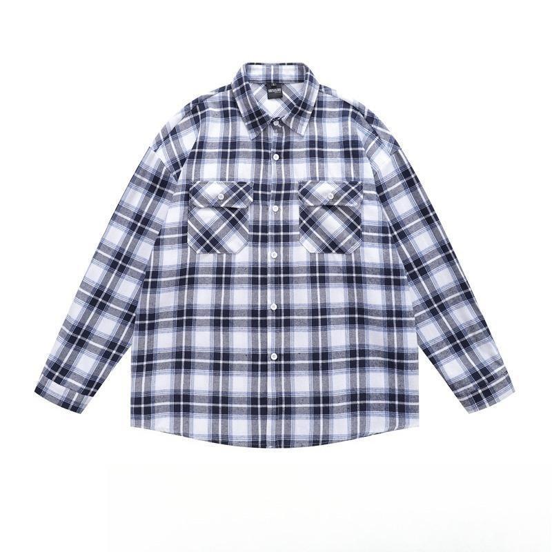 VibeStreet American Retro Plaid Trendy Long-sleeved Shirt Korean Style Fashionable Men Women Vintage Couple Casual Versatile Jacket Chic