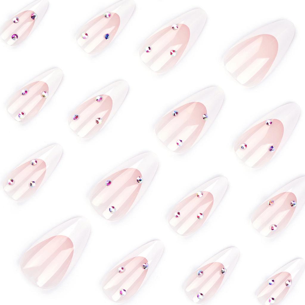 Gentle Pink Almond Fake Nails Long Lasting Safe Material Waterproof False Nails for Shopping Traveling Dating