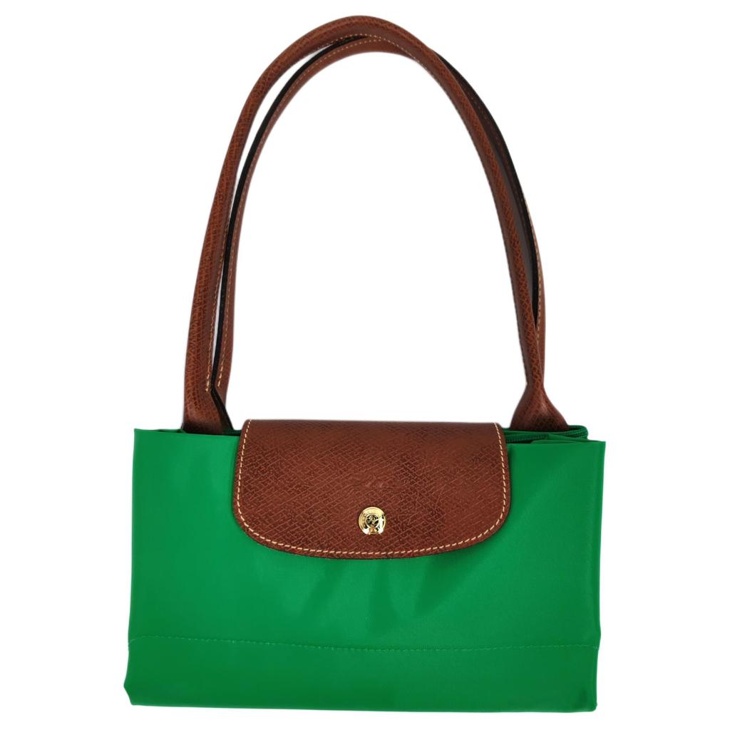 Longchamp Bolsa Tote Plegable con Cierre de Cremallera y Broche de Presión de Lona Reciclada para Empanadillas Mujeres bolsos tote Verde Esmeralda 1899089P88
