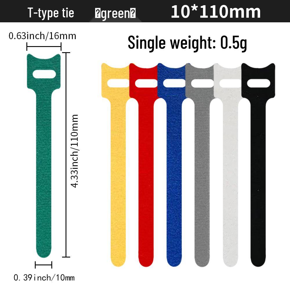 T-Type Magic Tape Cable Ties for Earphones, Data Cables, Organizers, and Network Cables with Back-to-Back Adhesive Straps.