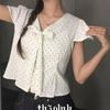 The Pink Women S Mongmong Dot Frill Pintuck Short Sleeve blouSe