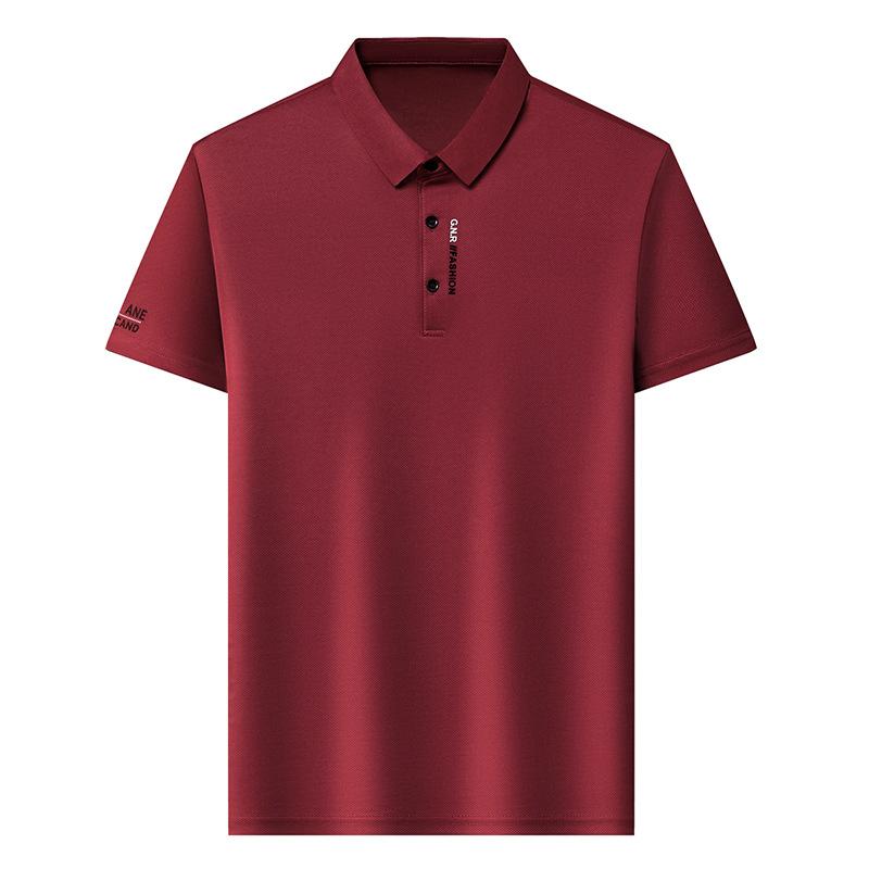 Jarní a letní polo tričko z ledového hedvábí, trendy tričko s krátkým rukávem pro muže, modrý límec, bezešvé, ležérní krátký rukáv