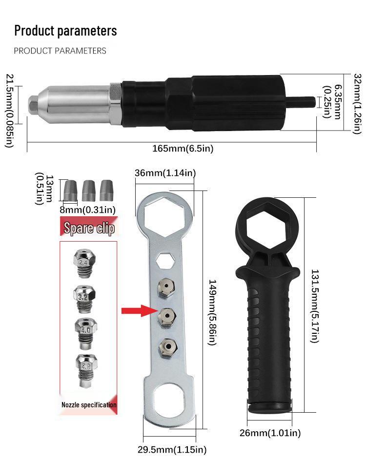 Electric Rivet Drill Adapter Conversion Kit