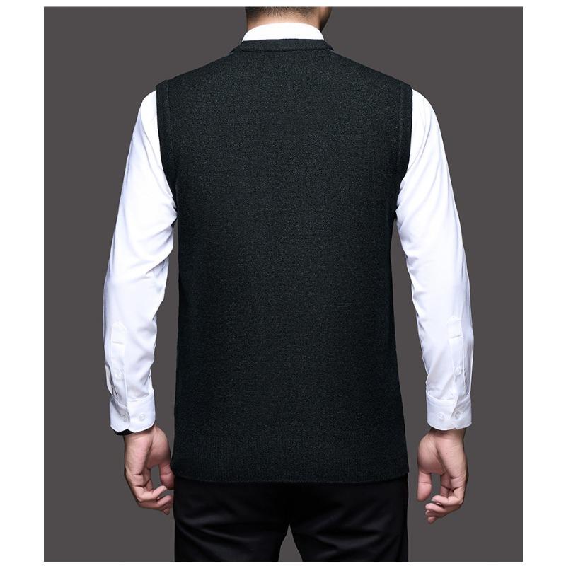 Men S Knit Vest V Neck Sleeveless Pullover Business Casual Sweater