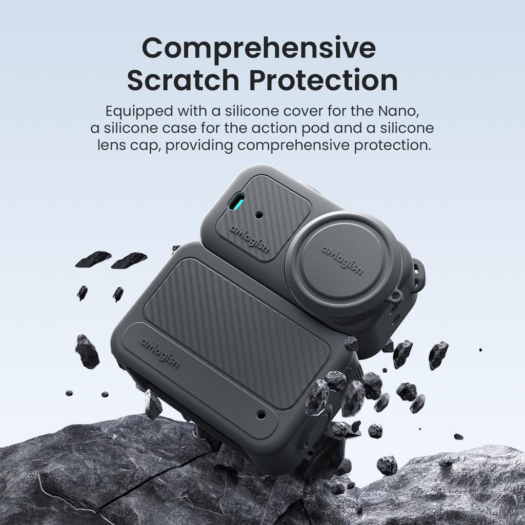 AMAGISN Para Câmera de Ação DJI Osmo Nano Capa de Silicone à Prova de Choque Cobertura Protetora Anti-Arranhão