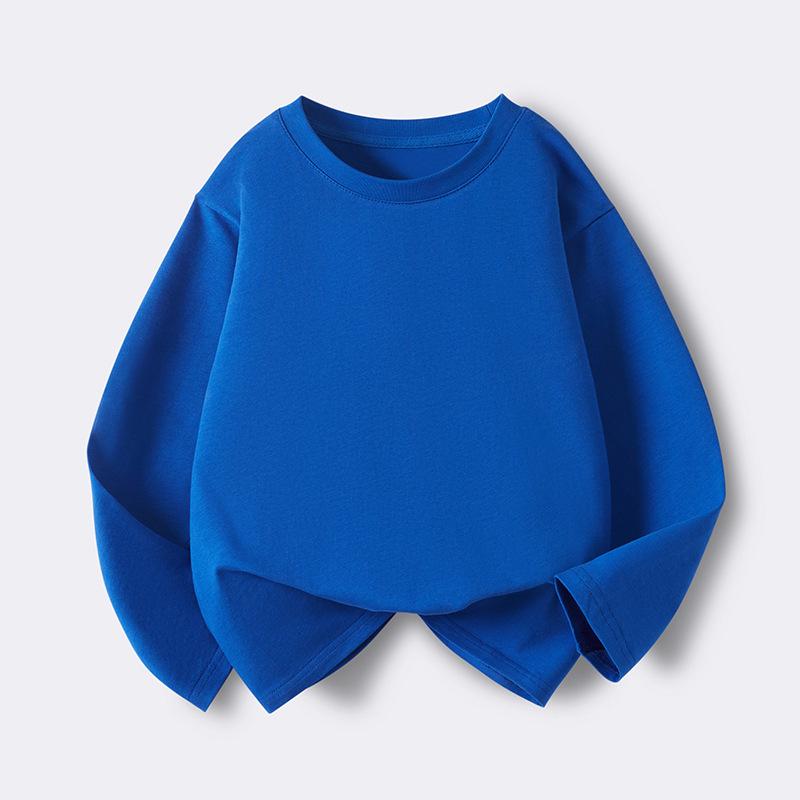 Kids' Solid Color Long-Sleeve Cotton T-Shirt for Boys & Girls, Customizable Base Layer for Older Children