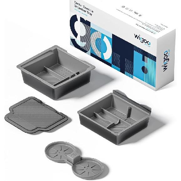 Wigoo Tesla New Model Y Juniper & Model 3 Center Console Organizer [Double Layer Space, Slide Smoothly] Model 3 (2024~2025)/New Model Y Juniper