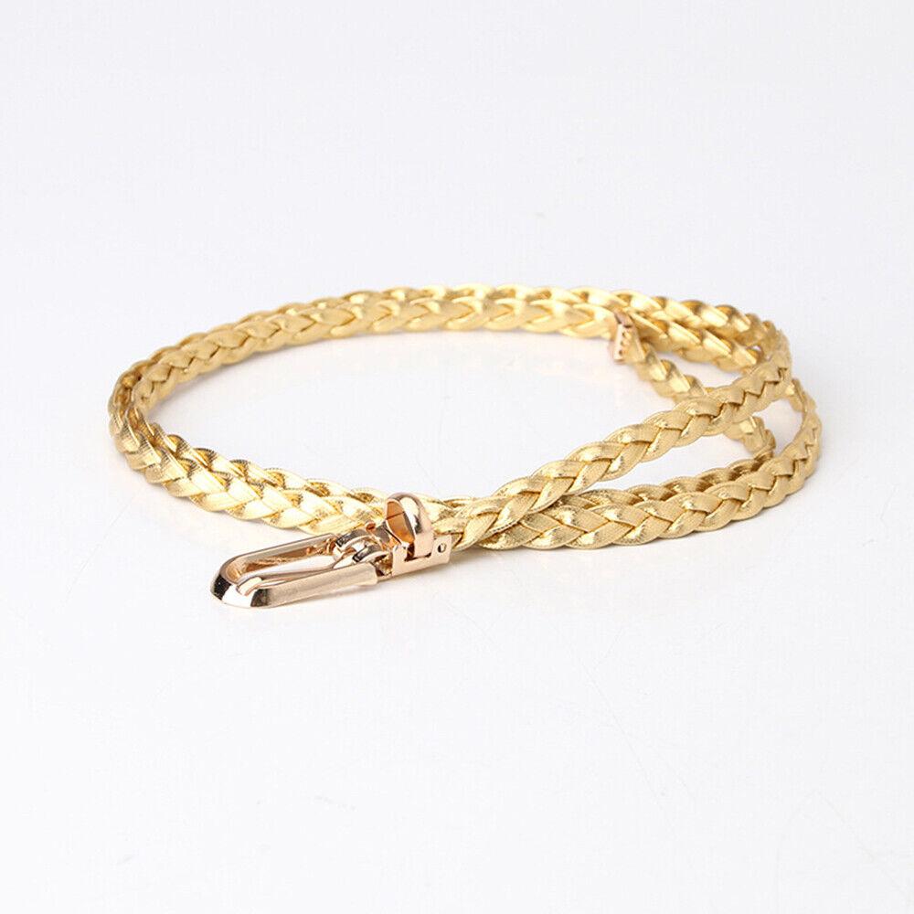 Braided PU Leather Belt Women Thin Waist Belt Dress Coat Decorative Waistband