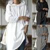 Wiosna Jesień Nowa Moda Uliczna Japoński Styl Damska Bluza z Kapturem Luźna Średniej Długości Jednolity Kolor Minimalistyczna Bluza Wkładana