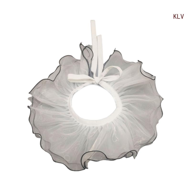 Двухслойный воротник из органзы Съемная отделка рюшами Искусственный воротник Женские аксессуары для шеи Платье-свитер Аксессуары с искусственным воротником