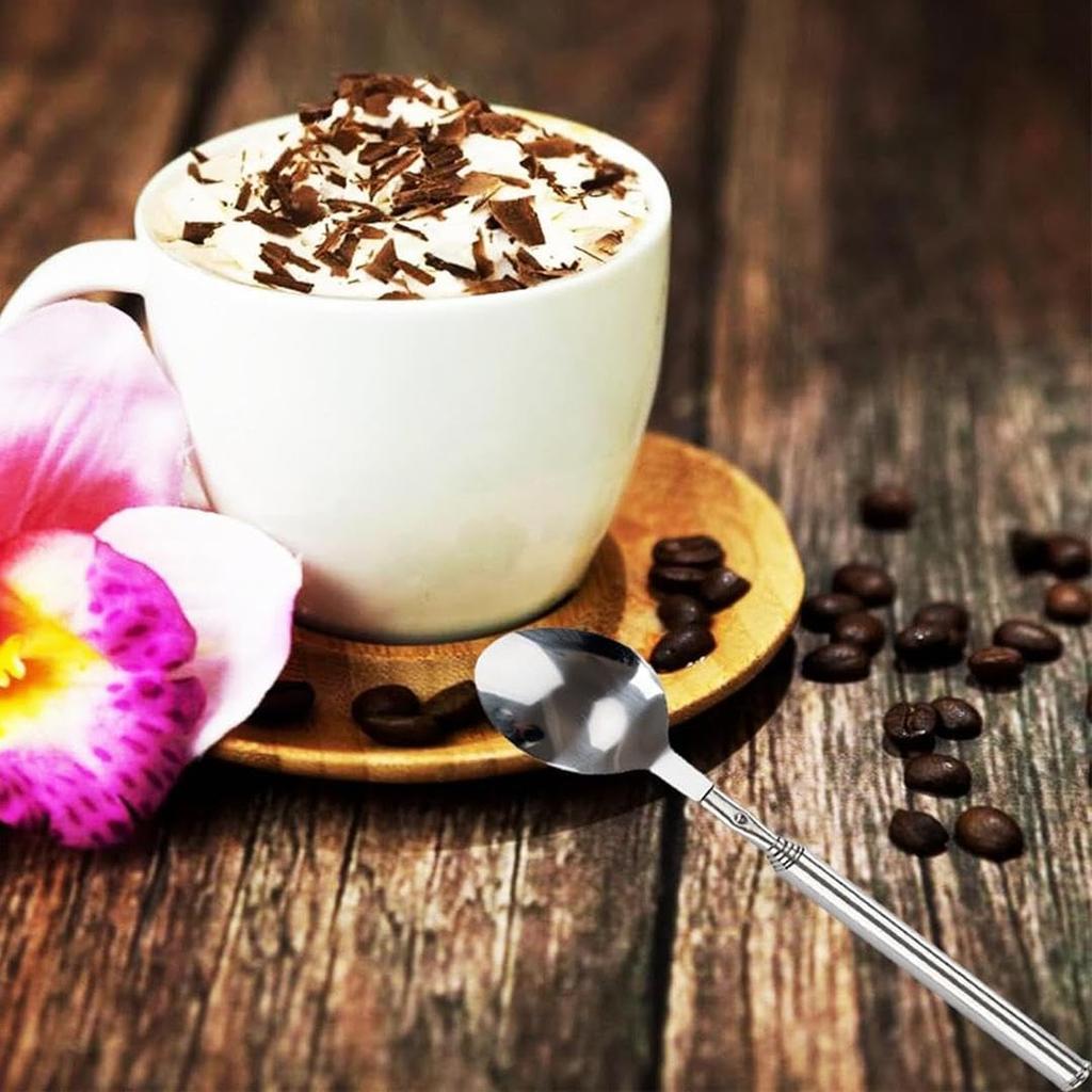 Extendable Fork and Spoon Set, Telescopic Stainless Steel Fork and Spoon, Retractable Tableware Extending To 25.2 Inches for BBQ, Dinner, Fruit, and