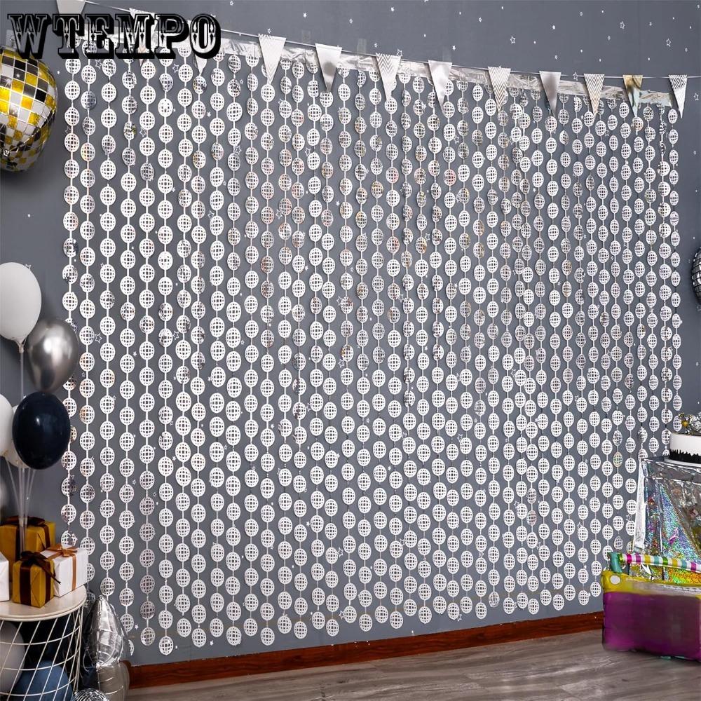 2pcs Disco Party Decorations Disco Ball Photo Booth Props Silver Foil Fringe Curtains Photo Backdrop for The 70s 80s Theme Last Disco Bachelorette