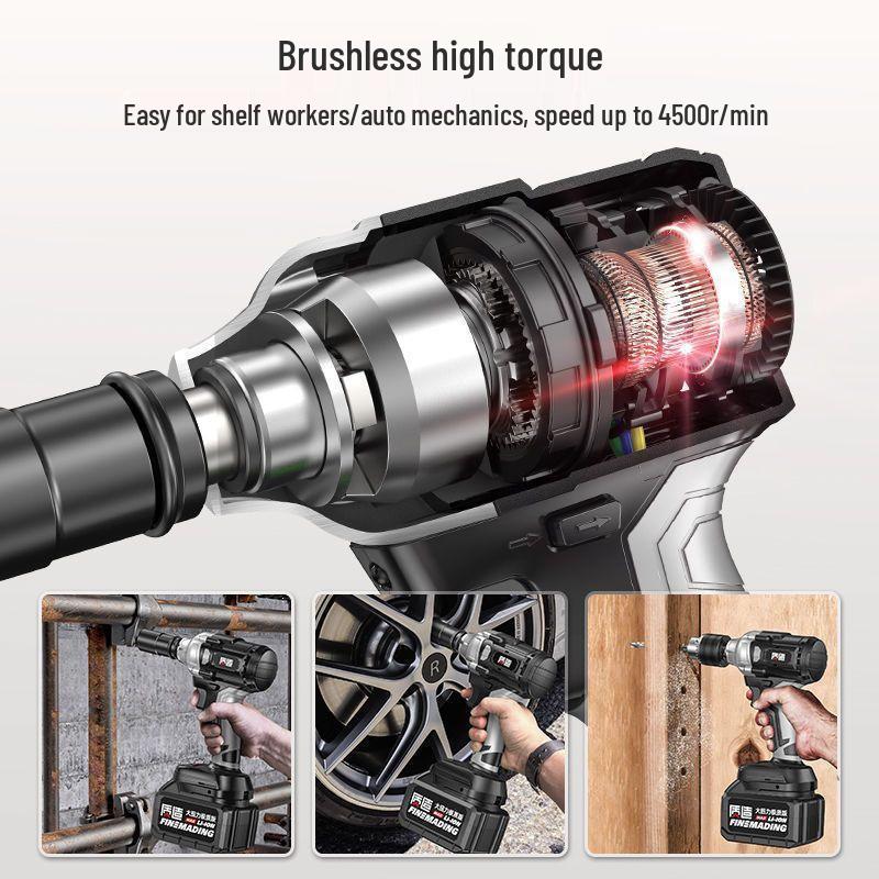 High Torque Brushless Electric Impact Wrench with Lithium Battery & Socket Rack for Auto Repair