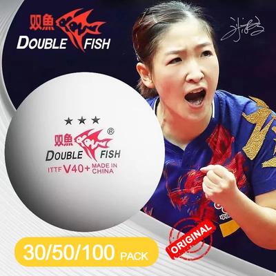 DOUBLE FISH V40+ Original 3-Sterne-Ping-Pong-Bälle, mit Naht versehene Tischtennisbälle aus ABS-Kunststoff mit ITTF-Zulassung