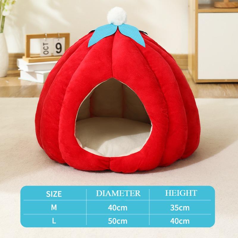 

Pet supplies cat shell pumpkin cat bed removable washable closed plush bed M червоний
