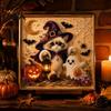 Halloween Home Decorations Witch Hat Cat DIY 3D Pearl Painting Kit with Frame, Hand-Pasted Art Craft for Adults, Relaxing Personalized Gifts