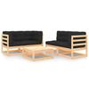 VidaXL Solid Pine Wood Garden Lounge Set 5 Pcs with Cushions Patio Furniture Garden Furniture Outdoor Furniture 3083787