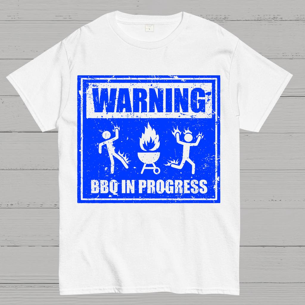 Warning BBQ In Progress Cotton Summer Casual Cool Loose T-Shirt