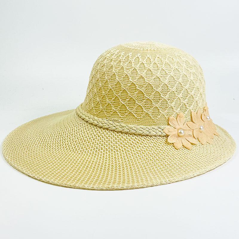 Straw Hat Women's Summer Sun Hat Fashionable Seaside Sun Protection Flower Large Brim Sun Protection UV Resistant Beach Hat