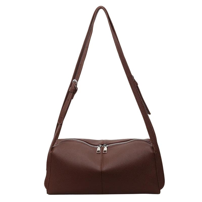 Fashion Solid PU Zipper Shoulder and Crossbody Bags 2026 Light Luxury Simple Versatile Personality Popularity Women's Handbags