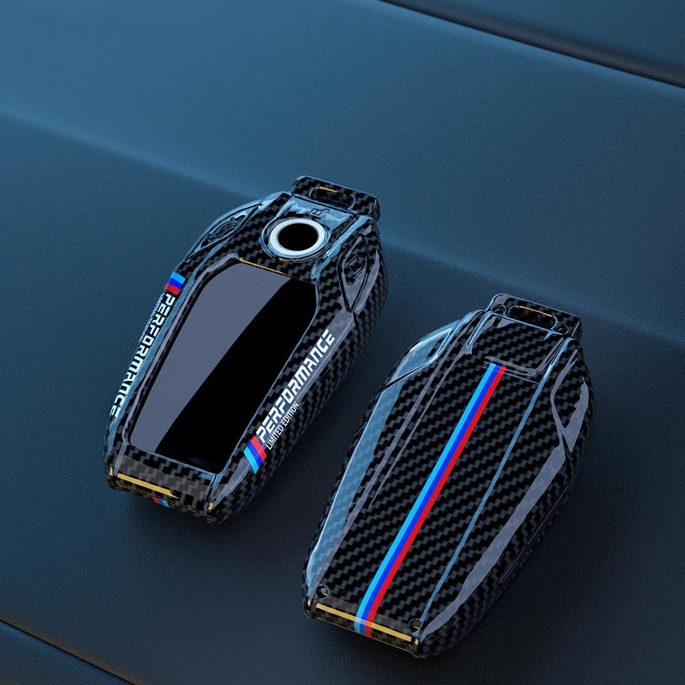 Cover per chiave auto in fibra di carbonio 2025 per BMW Serie 5 G30 G12 G11 G32 G31 Serie 7 I8 I12 I15 G01 X3 X4 G02 G05 X5 G07 X7 LED