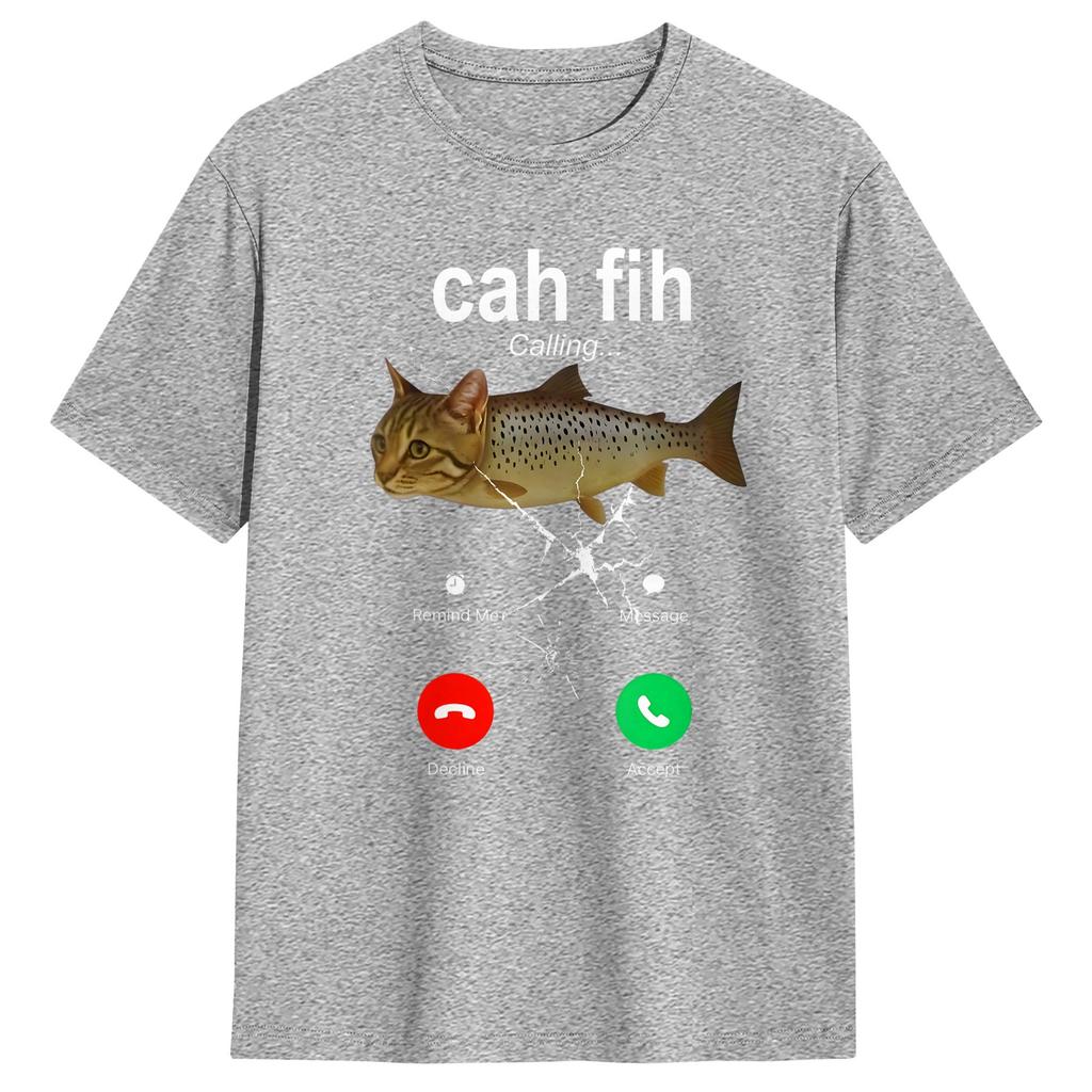 Cah Fih Anruf Erinnerung Nachricht Ablehnen Annehmen Telefon Cat Fish T-Shirt Sommer Baumwolle T-Shirts Design T-Shirt Kurze Ärmel Oberteile