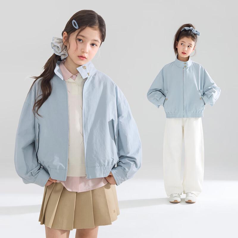 Mucmukn Girls Miu-Style Stand Collar Plaid Jacket 140