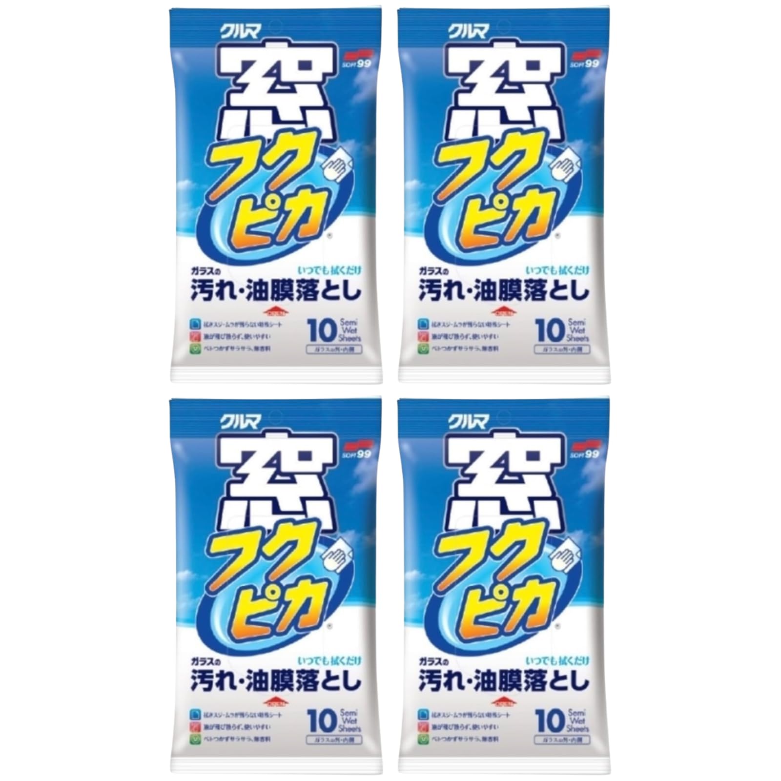 

Набор из 4 салфеток Fukupika для стекол быстро удаляет грязь и масло 10 штук [Оптовая покупка] Очиститель, Пленка, белый