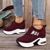 Alphabet Plus Size Wedge Sneakers 2025 Fall New Velcro Platform Casual Shoes