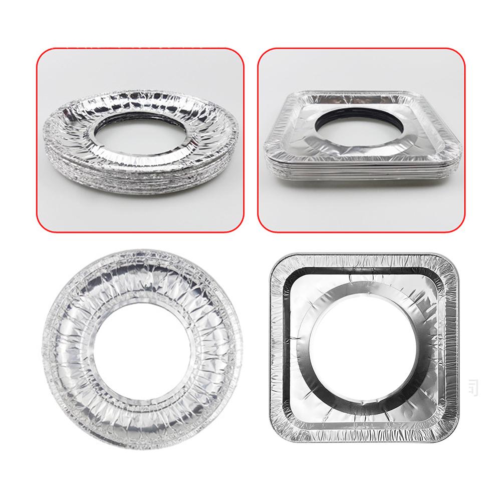10 Adet Gazlı Ocak Matı Yağ Geçirmez Mat Alüminyum Folyo Isıya Dayanıklı Temizleme Pedi Gaz Ocağı Koruyucuları Kolay Takılır Kalın Ocak Matı