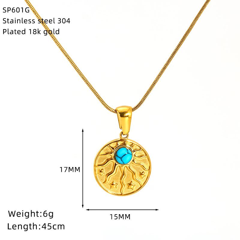 Ожерелье-подвеска из титановой стали с бирюзой и сглазом, женское ожерелье с глазом демона