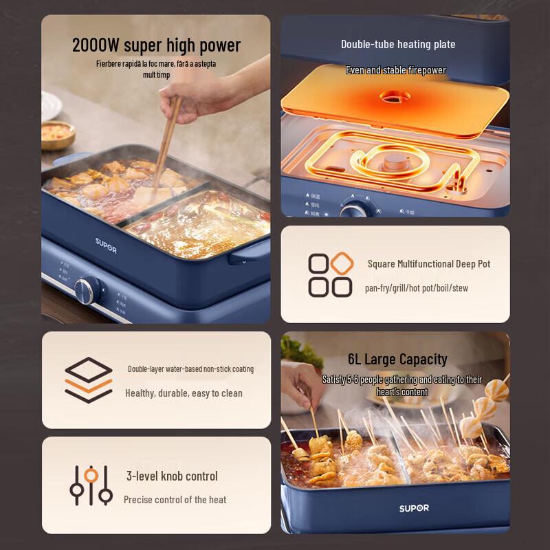Supor ZMD 6L geteilter elektrischer Hot Pot CN-Stecker (Adapter enthalten)