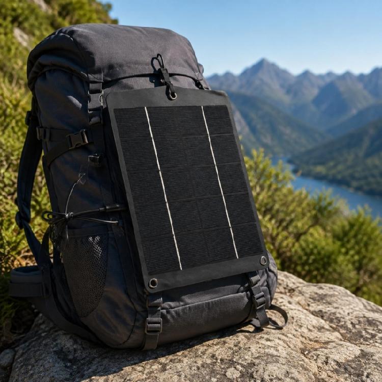 Portable Monocrystalline Type C Solar Board, 6W 5V PET Laminated Design With Tie-On Eyelets for Emergency Reserve Energy and Daily Carry