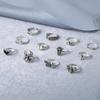 Retro Love Dripping Oil Cross Butterfly Opening Mushroom Spider Ring 12-piece Set for Women
