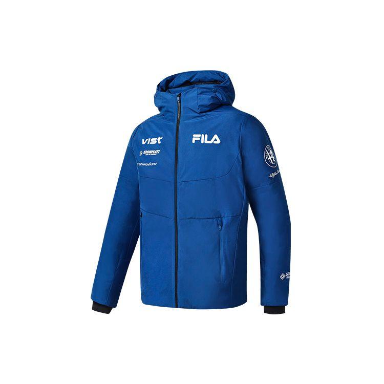 

FILA Athletics Series Letter Print Goose Down Hooded Windproof Swimming Теплая спортивная куртка для мужчин Porcelain-Blue A11M246909F-BU XL