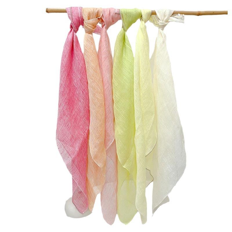 Spring/Autumn Versatile Solid Linen Small Square Scarf Thin Breathable Women Summer Neck Small Scarf and Scarves Accessories