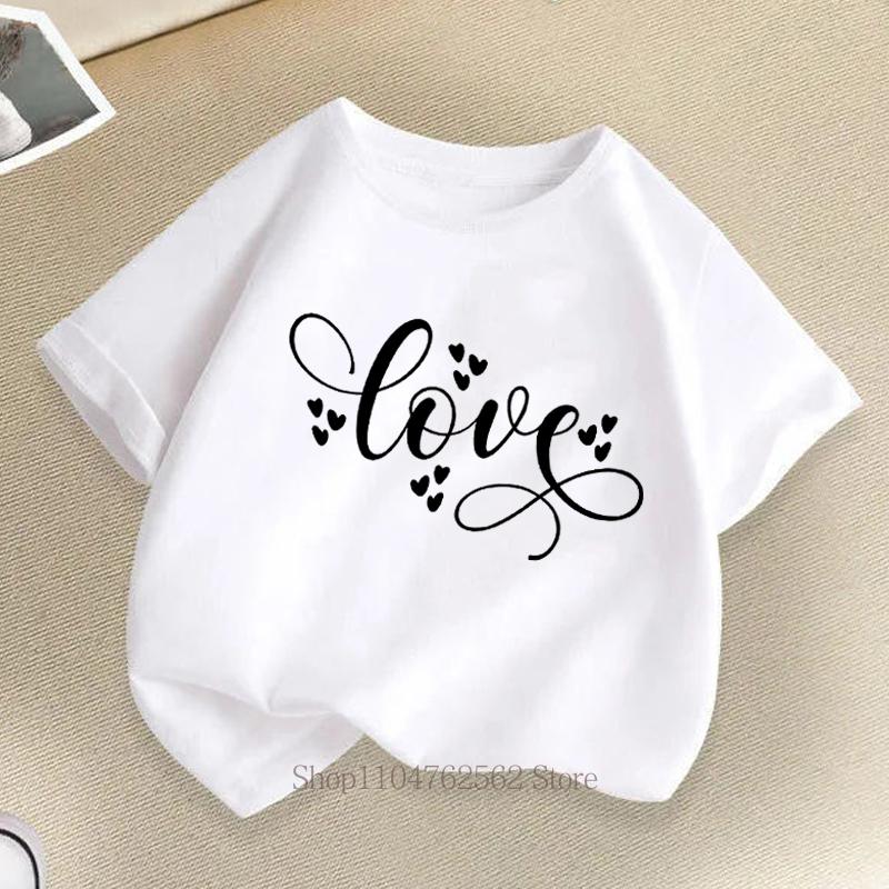 Love Graphic Print Children Clothing Girls Boys Casual Fashion Summer Cute Colorful Tops Kids Crew Neck Short Sleeve Tshirts