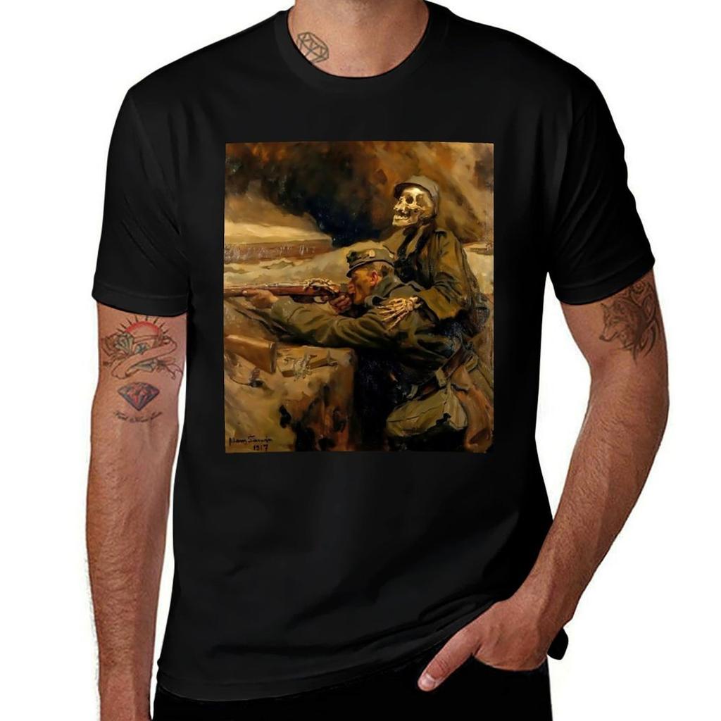 Death And The Soldier (1917) By Hans Larwin Tshirt Sports Casual Breathable Tee Shirt Tshirt