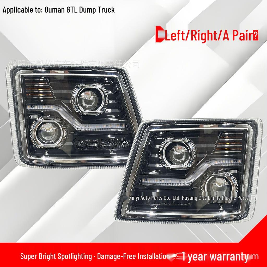 Ouman H4-B GTL Dump Truck Headlight Assembly - Super Bright LED Laser with Six-Lens Focus